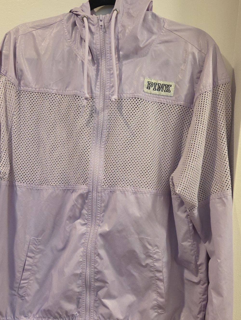 PINK Victoria's Secret Lavender Mesh Panel Windbreaker Jacket - Picture 1 of 6